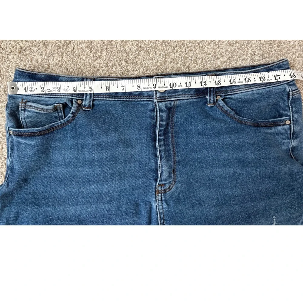 Wax Jean Grunge Distressed Los Angeles Dark Wash Raw Hem Skinny Jeans Size 18